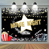 Lofaris Movie Night Black and Popcorn Bucket Birthday Backdrop